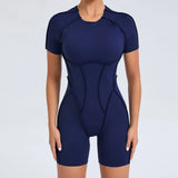 Zingj Three-Dimensional Beauty Sports Yoga Suit Integrated Tight Short Sleeve Hollow Back Conjoined Suit Female Fitness Clothing-Outfit