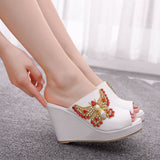 Drill Bow Bow Fish Mouth Slope With Large-Size Cold Slippers Waterproof Table Roman Sandals New