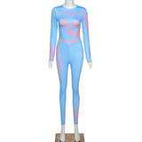 pieces set tracksuit long sleeve crop top letters print elastic high waist leggings sportswear slim outfit 2020 women