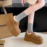 Version Of Temperament Plus Velvet Pine Cake Heightening Leg Growth Head Round Head Birken Cotton Shoes 2025 New Warm Snow