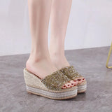 Water Drill Slope Heels Are Raised Inside The Muffin Shoes. Summer Sandals And Slippers Are Waterproof. Weave High Heels And Wear Thick-Soled