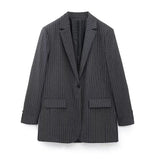 Code Female 2025 Spring Pinstriped Suit Vest Straight Cut Long Blazer Trouser