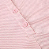 Pink Button Ribbed Playsuit-Outfit