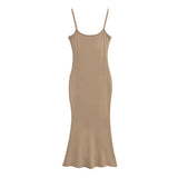 Zingj Trendy Women's Dress Hot Girls Sexy Basic Solid Color High Waist Show Thin Medium-Long Halter Skirt Hip