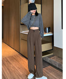 Wide Leg Pants Female Spring And Summer New Style High Waist Hanging Feeling Design Sense Shows Thin Straight Tube Small White Suit Mop The Floor Pants-Outfit