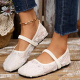 Lace Mesh Side Of The Shallow Mouth Single Shoes Women's Flat Bottom Leisure Breathable Ballet Tight Lefu