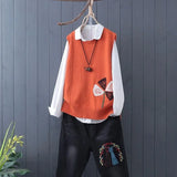 and Art Fan Knitted Sweater Vest Female Sleeveless Embroidery Lazy Maple Bottoming Sweater Vest Women Pullover