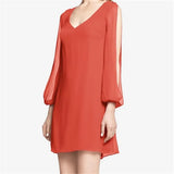 Beach Cami Summer Shirt Dress Women Casual Double V Neck Casual Shift Dresses Sexy Long Sleeve Vacation Midi