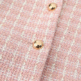 Pink Plaid Tweed Jacket And Shorts Set- Outfit