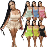 Halter Crop Top+ Shorts Sets Two 2 Piece Set Women Party Club Outfits Vacation Summer Clothes Femmer