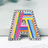 Jewelry 26 English DIY Name Letters Alphabet Rainbow Embroidery with Pin Ouch Beeding Womens Brooches Patches