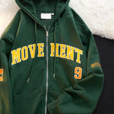 Letter Embroidery Oversized Zip Up HoodieOutfit