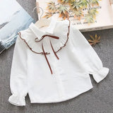 Spring Summer 2020 Cotton Blouse for Big Girls Striped Clothes Children Long Sleeve School Girl Shirt Kids Tops 2-8