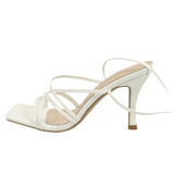 Women's High-Heeled Sandals Square Head Sheel-Slender Cross-Tieed Fashion And Simple Women's