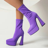 Fashion Stretch Women Over The Knee Boots Platform Super High Heel Thigh Boots Slip On Autumn Woman Shoes Plus Size 42