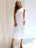 Spring/Summer Ladies' Dress with Missing Shoulder and Inclined Collar Sexy Big Swing High Waist Solid Color Irregular