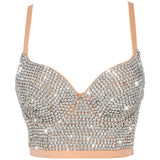 Handmade Sequin halter bustier corset crop top women summer indie tank party y2k top clubwear Cropped tube womens tops