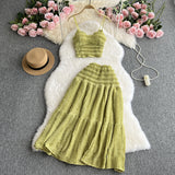 Zingj Reduction Suit Female Summer Outfit 2023 New Sling Jacket Short Style Versatile Big Swing Skirt Sweet Two Sets Of