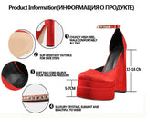Onlymaker Square Toe Sandals Platform Thick High Heels Solid Mixed Colors Crystal Buckle Stain Sandals Graceful Women