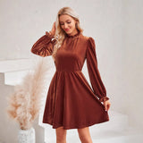2025 Winter New Women's Casual High Collar Velvet Solid Color Waist