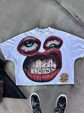 Men's T-Shirt Y2K Cotton Man Harajuku Street Hip-Hop Big Eyes Mouth Pattern Printing Super Classic 211-1-Outfit