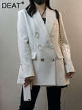 Fashion Women's Blazer New Notched Loose Chic Metal Button Long Sleeve Khaki Suit Jackets Female Tide Autumn 2023