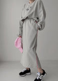 Women Tracksuit Hoodies 2 Piece Sets Chic Pullover Loose Casual Sweatershirt & High Waist Split Skirt Suit
