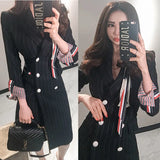 Wind Temperament Long Striped Double Buckle Waist Coat 2025 New Korean Version Of The Suit Wind