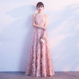 Feather Hanging Neck Open Shoulder Fashion Atmosphere Thin Long Skirt Evening Dress Students Graduation Performance Choral