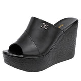 Heel Slippers Women's Summer 2023 New Style Muffin Thick Soles Fashionable Large Size Flip-Flops Skid-Proof Slippers Wear High-Heeled