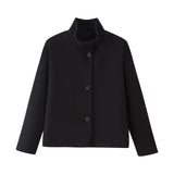 Winter Women's Fashion With Pure Color Single Buckle Collar Loose Wool