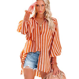 Autumn Streetwear Solid Loose Casual Shirt Female Lantern Long Sleeve Beach Holiday Blouse Button Up All-match Blusa