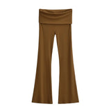 Zingj Trendy Women's Wear In Spring, The New Double-Layer Waist-Turning Sports Leisure Pants, Spicy Girls' Stretch Slimming Micro-Horn