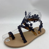 Roman Sandals Women's Round-Headed Toe Flowers Flat Heel Low-Heeled Women's Sandals Women's Shoes In The Autumn Of