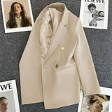 Zingj Suit Jacket Female 2024 Spring And Autumn Double-Breasted Green Suit Temperament Show Thin Web Celebrity Fried Street Clothes