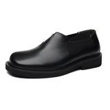 Zingj Head Leather Shoes Male British Wind Elastic Belt Lazy Man One Foot Pedal Big Head Leisure Business Small Leather Shoes