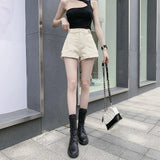 Korean Fashion Streetwear Metal Zipper High Waist Cotton Denim Shorts Women Summer Black Ladies Jean Short