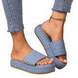 Zingj Bottom Slippers Women Wear The New 2024 Washed Letter Embroidery One Word Pine Platform Heighten Cool