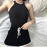 Solid T shirts Women Slim Halter Neck Off-shoulder Camisole Tops Tees Summer Female Tanks