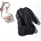 Autumn And Winter New Style Long Down Jacket Female Leisure Senior White Duck Velvet Light And Warm Japan And South Korea Simple Coat-Outfit