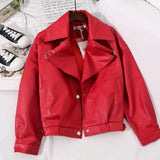2021 Loose Pu Leather Batwing Sleeve Vintage Leather Jacket Street Casual Outwear Ladies Biker Leather Coat