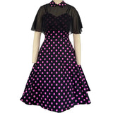 Cape Vintage Gothic Flare Dress Women 50s 60s 2pcs Turn Down Collar Elegant Party Wear Summer A Line Midi Swing