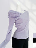 Zingj Mall With The Advanced Sense French Inclined Shoulder Long Sleeve T Shirt Pure Body Early Spring New Black One Word Shoulder Coat