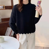 Color Retro Lazy Loose-Set Bottom Knitted Blouse 2024 Spring New Pullover