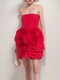 High-End Women's Sexy Breasted Dress Skirt Big Flower Decorative Temperament Dress Dress Banquet Dress Dress Dress Dress Dress