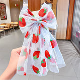 Girls Beautiful Chiffon Bow Print Flower Strawberry Hairpins Headband Kids Sweet Hair Decorate Clip Fashion Hair