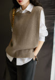 Zingj New Round Collar Japan And South Korea Leisure Loose Wear A Sleeveless Knit To Buckle Vest