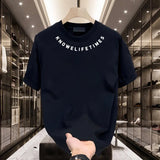 Cotton Without Gender Short-Sleeved T-Shirt Men's Casual Half-Sleeved Neck Print Round Collar