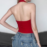 Zingj Letter Print Neck Vest 2024 Sexy Spice Girl With Tight Back And Thin Inside Wearing A Sling Top 211-0-Outfit