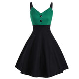 Waist Patchwork Women Summer Sexy Dress Midi Swing Dresses Sling 2020 Vintage Spaghetti Strap 60s Vestidos For